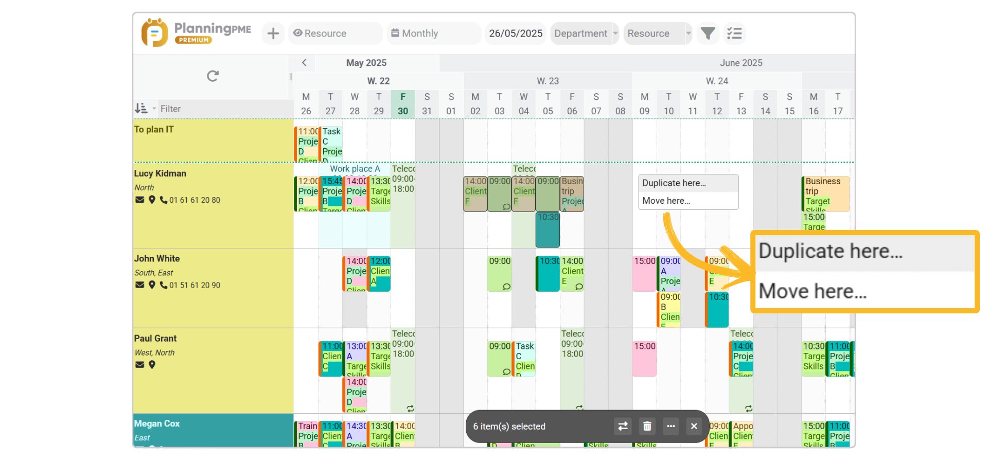 Duplicate or move several events