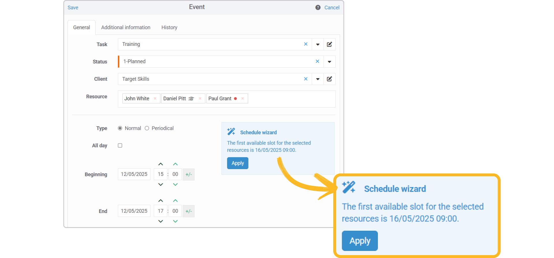 Search for the first available slot