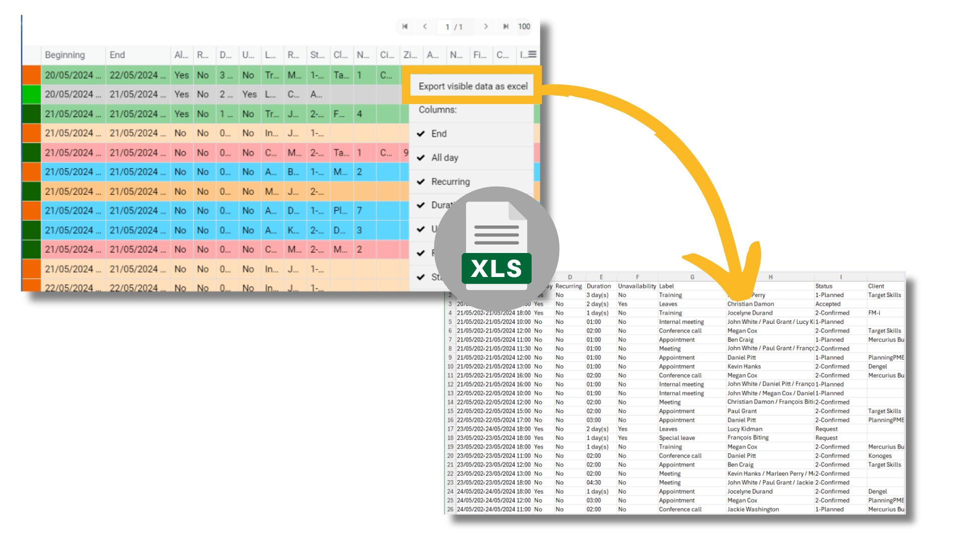 Exporting data to Excel from the list view and other lists